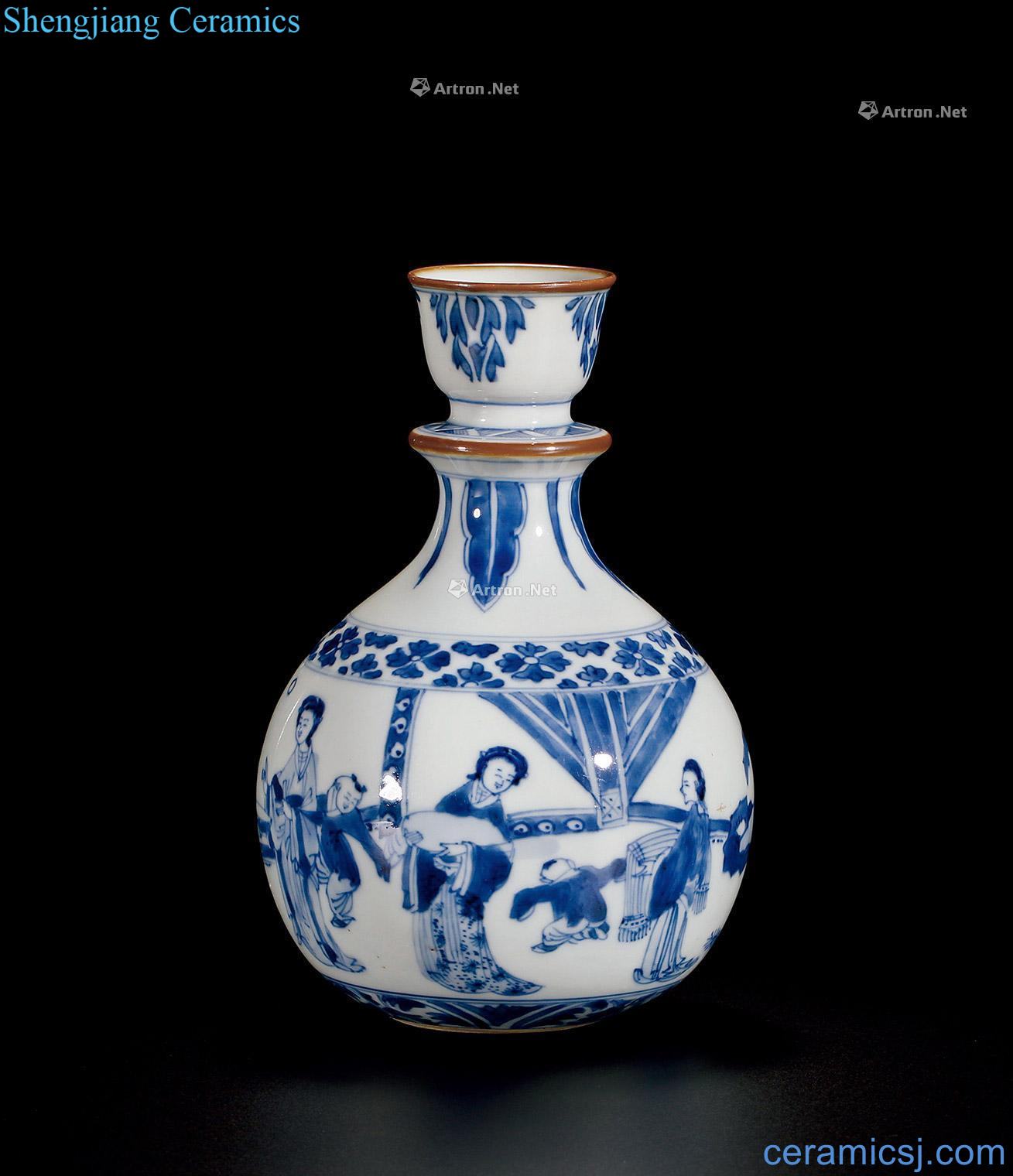 qing However, blue and white sauce glaze bottle mouth