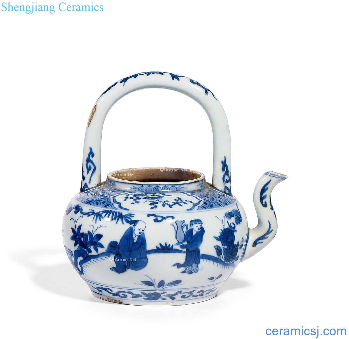 Ming Blue and white Gao Shiwen girder pot