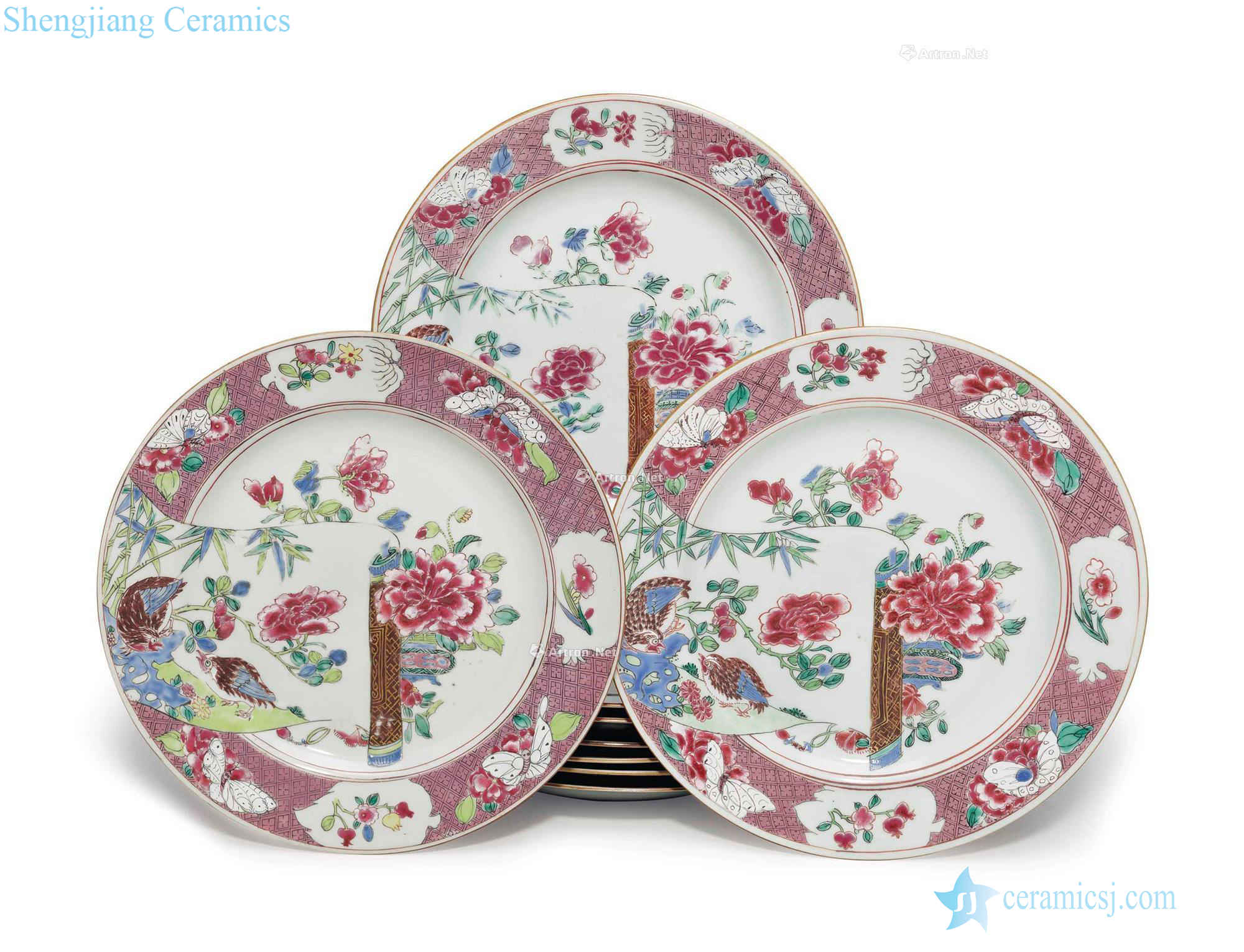 The qianlong period, 1735-96 - A SET OF TEN FAMILLE ROSE PLATES