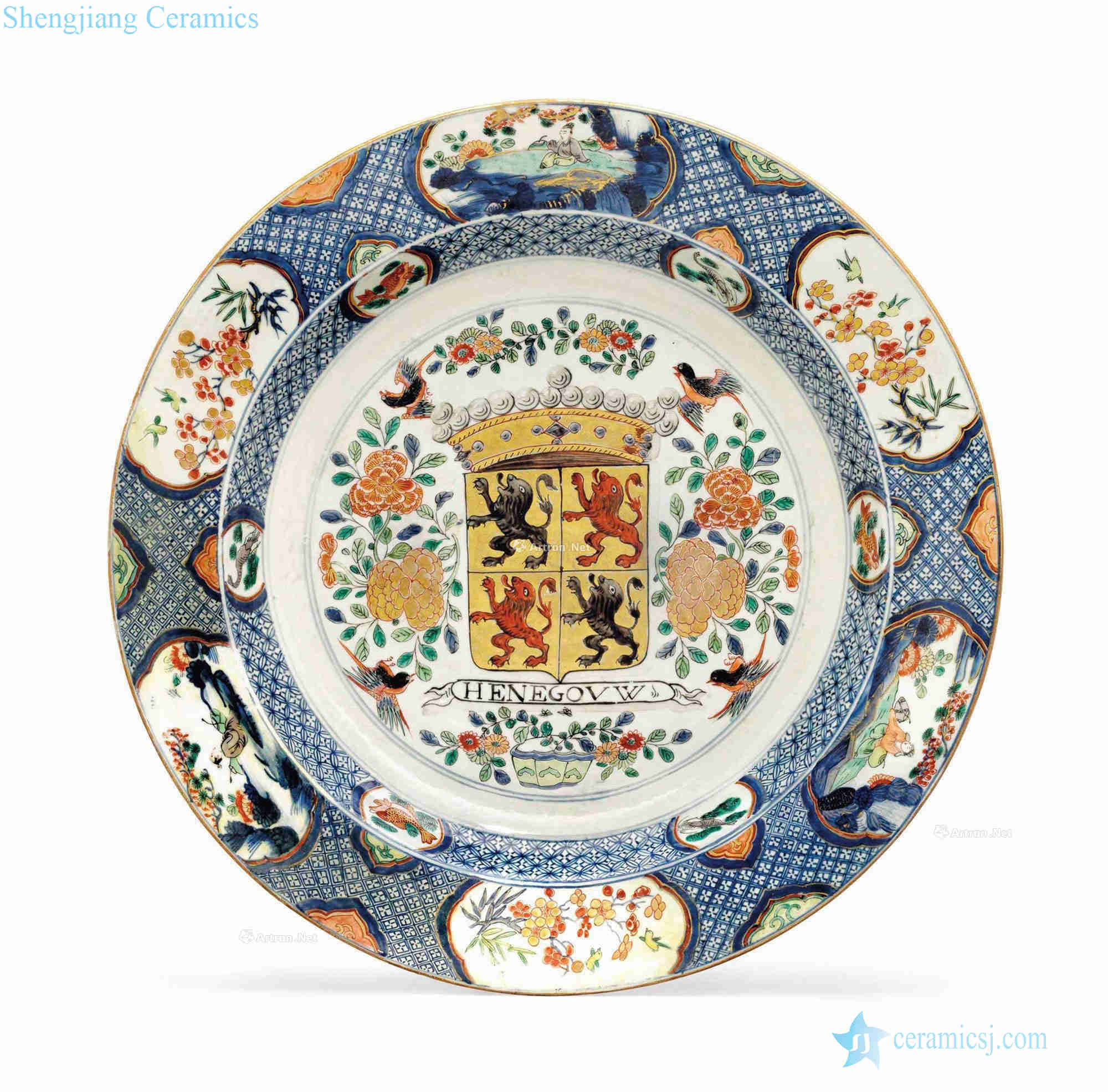 Kangxi period, about 1720 years. A VERY LARGE FAMILLE VERTE PROVINCE DISH
