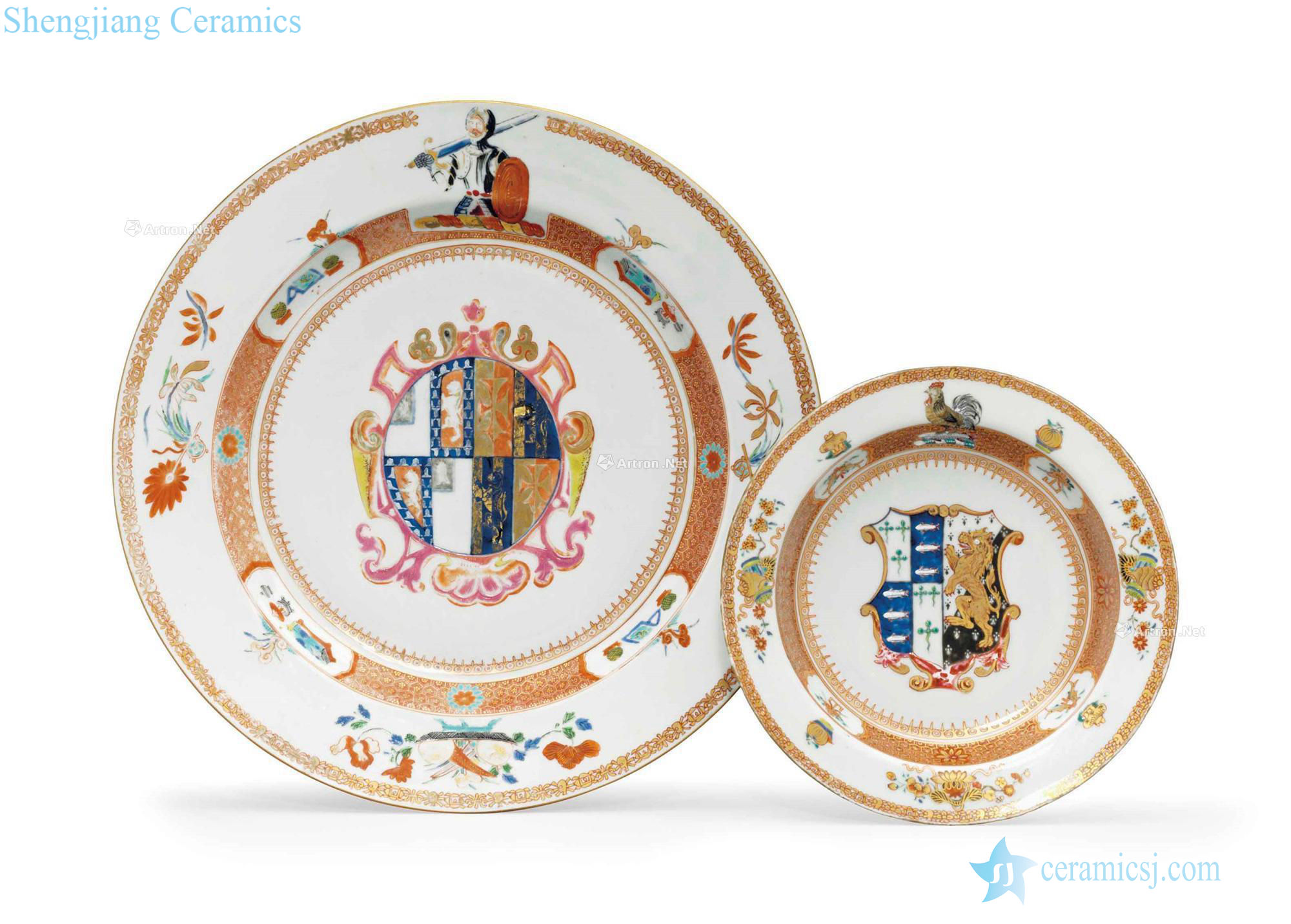 Yongzheng period, about 1724-25 years TWO FAMILLE ROSE ARMORIAL DISHES