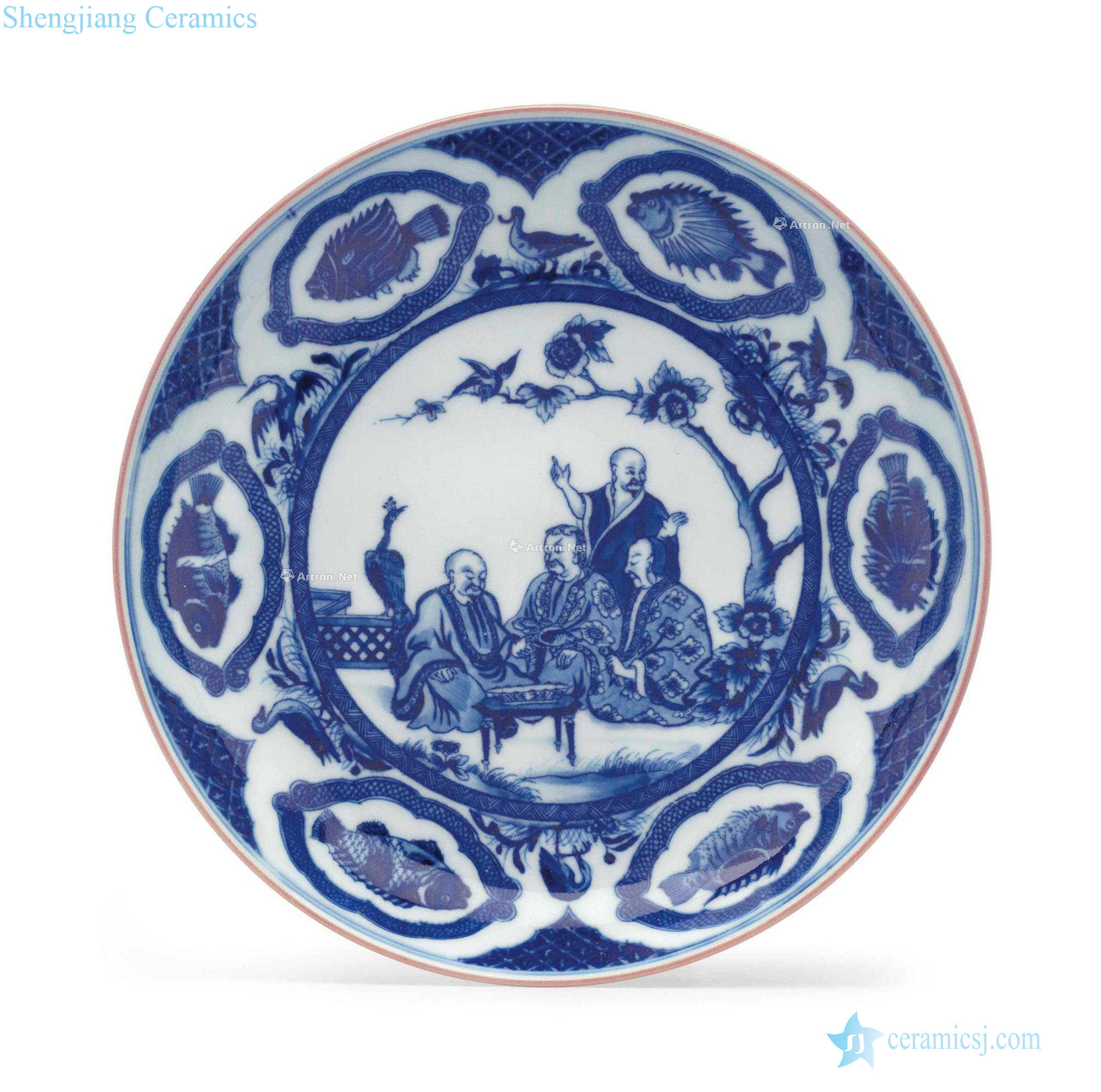 Qianlong period, about 1737 A BLUE AND WHITE "PRONK DOCTOR 'S' SAUCER DISH