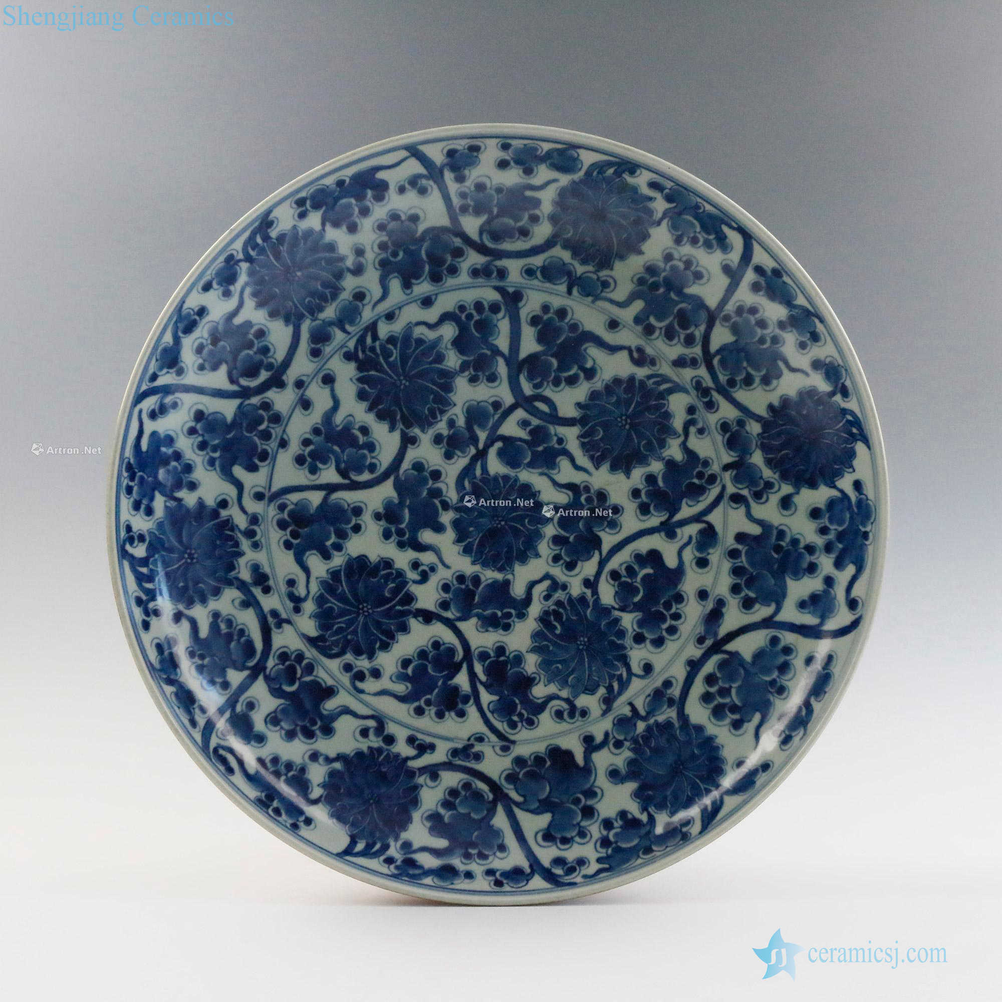 Ming Blue and white flower grain market branch