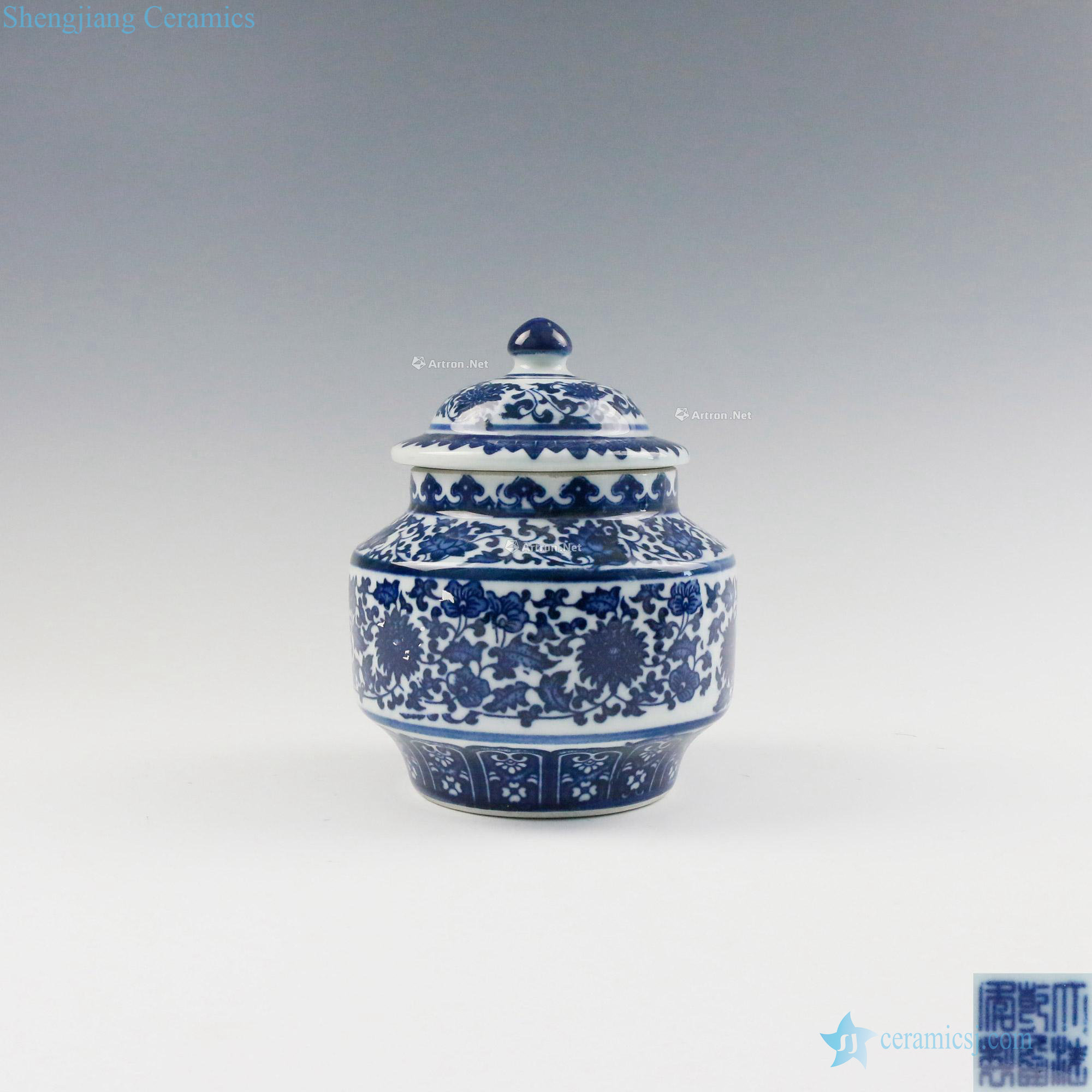 qing Blue and white tie up branch lines cover pot flowers