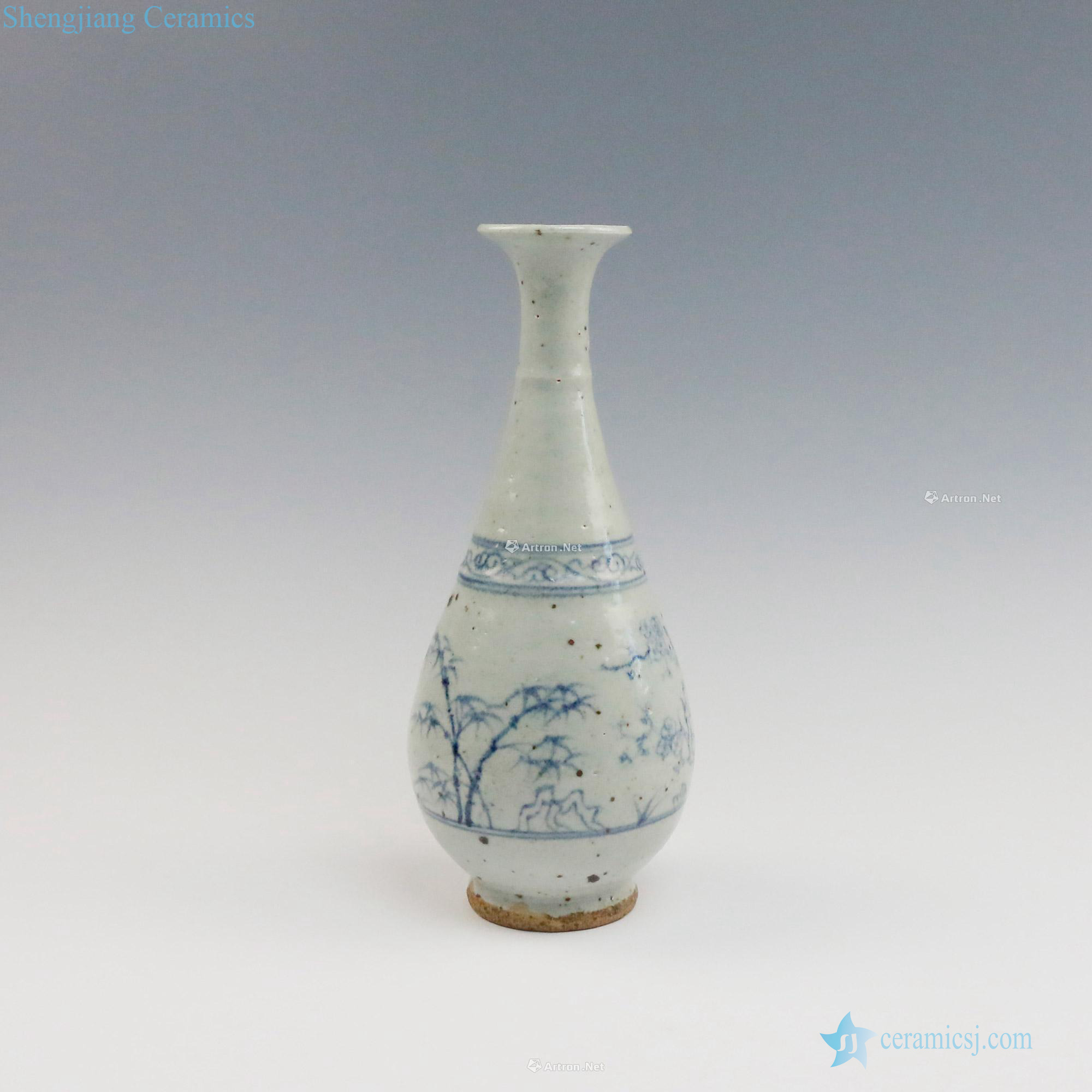 yuan Blue and white, poetic okho spring bottle