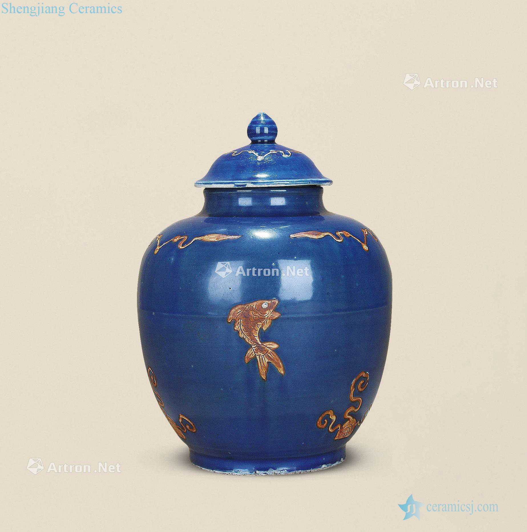 Ming dynasty The blue plastic coated fish lines cover tank