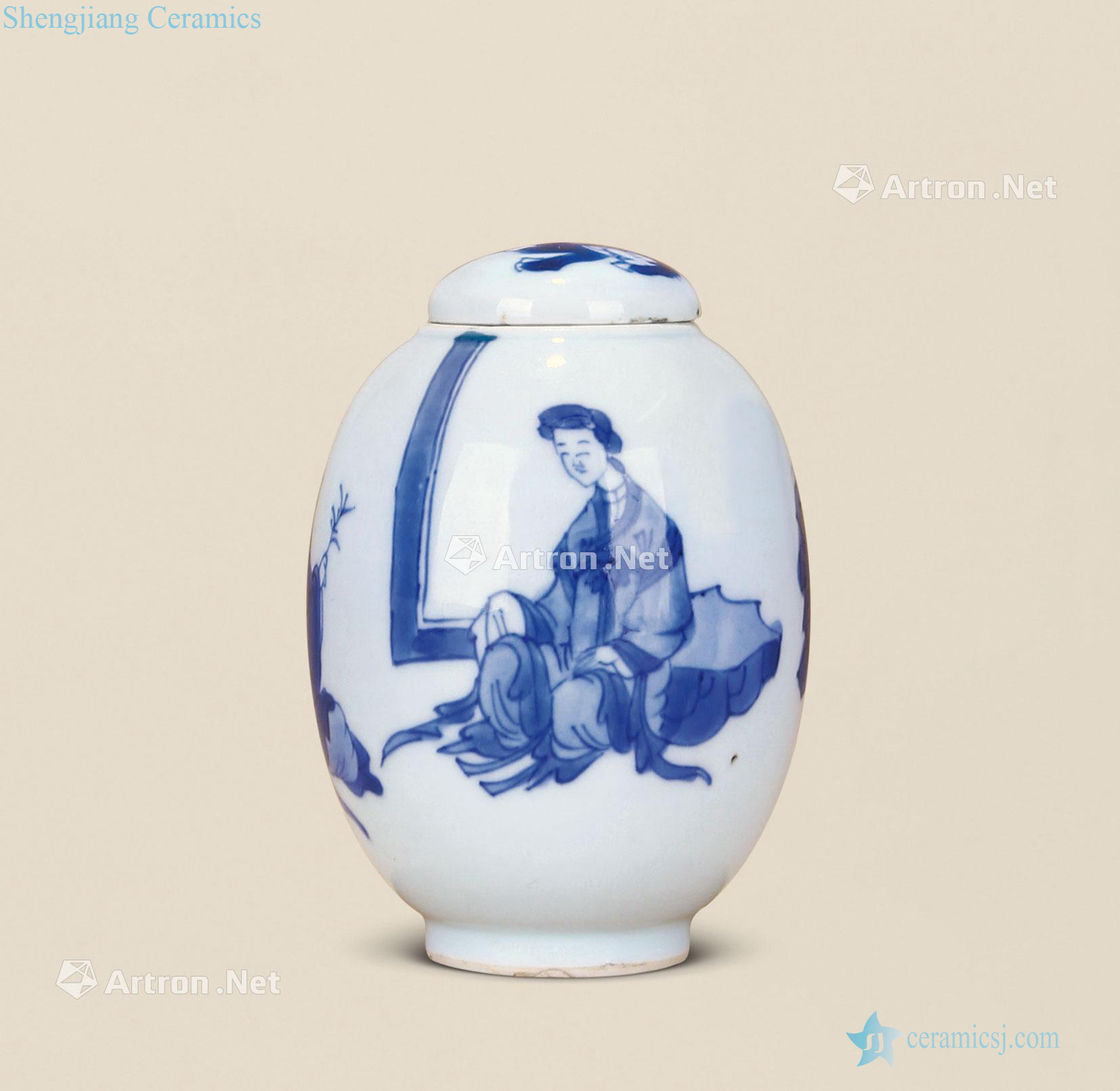 The qing emperor kangxi Blue and white traditional Chinese grain canister