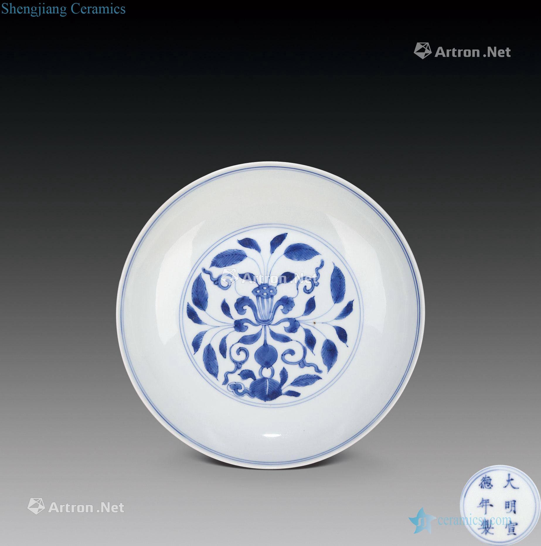 The qing emperor kangxi Blue and white cow pattern plate