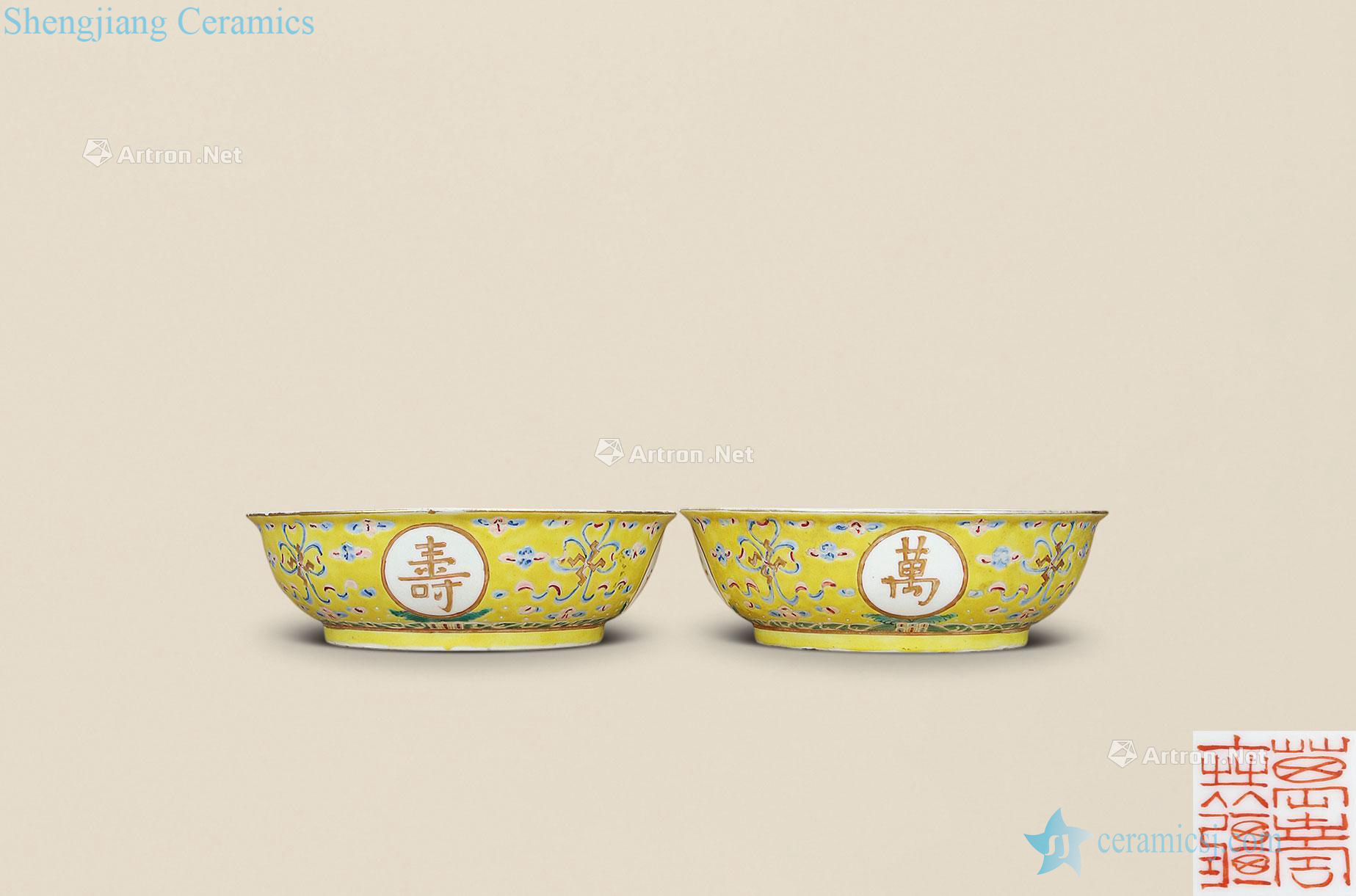 Pastel reign of qing emperor guangxu stays in grain shallow bowl (a)
