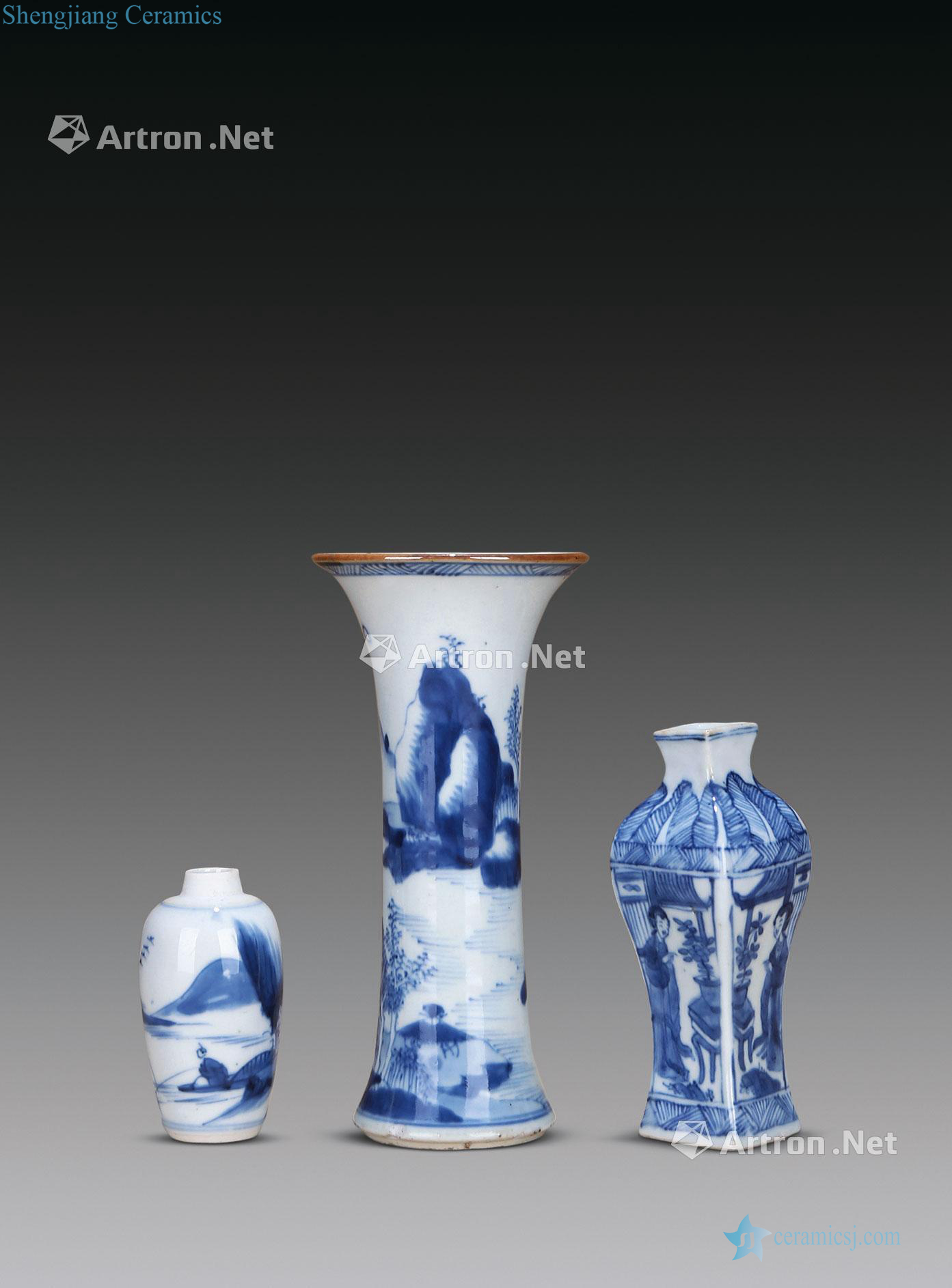 The qing emperor kangxi porcelain bottle, flower vase with (three)