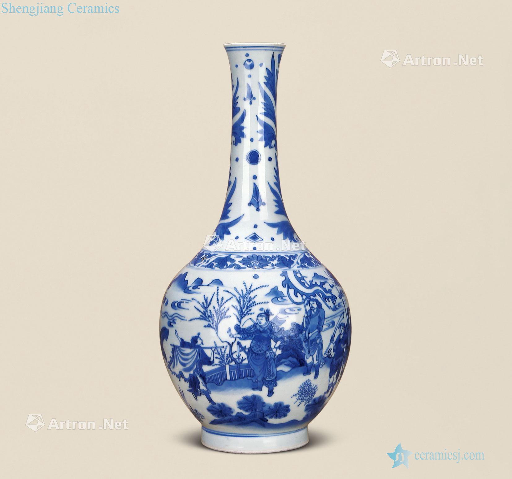 Ming chongzhen Blue and white good news show the flask