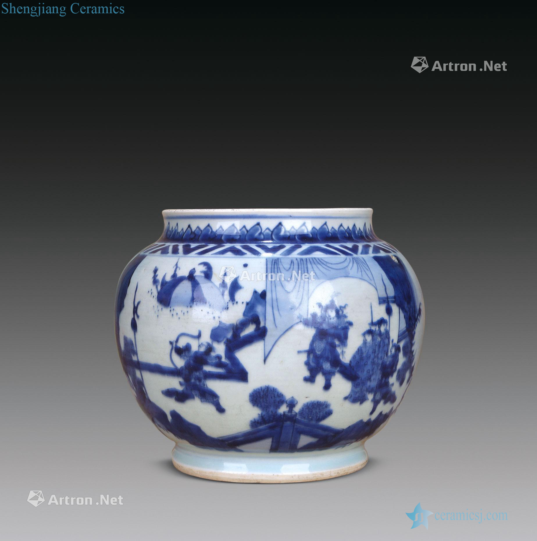 Blue and white YuanMen shoot ji Ming chongzhen porridge pot