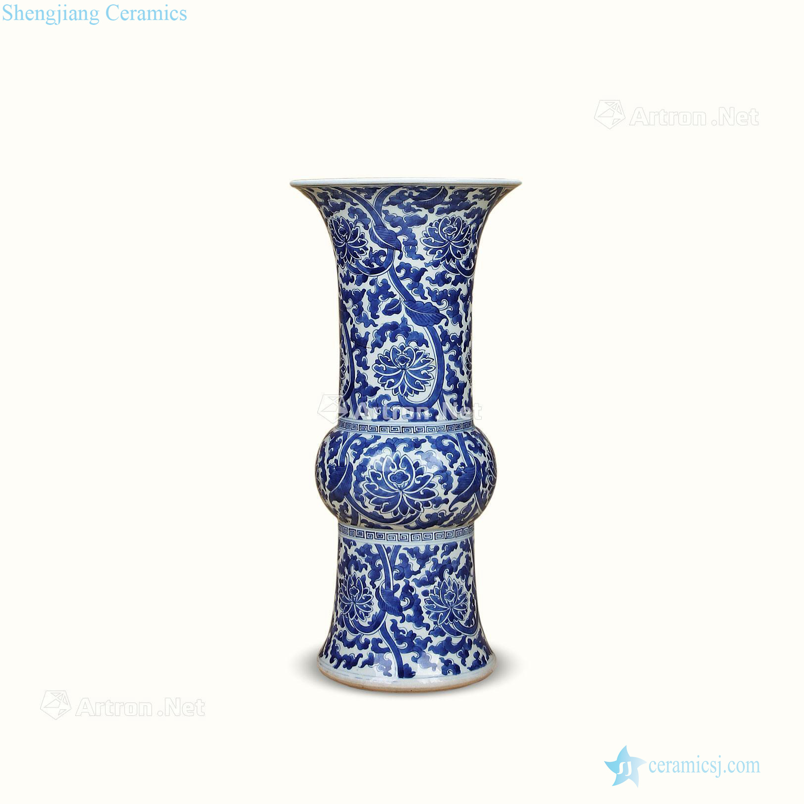 qing Blue and white lotus flower grain flower vase with