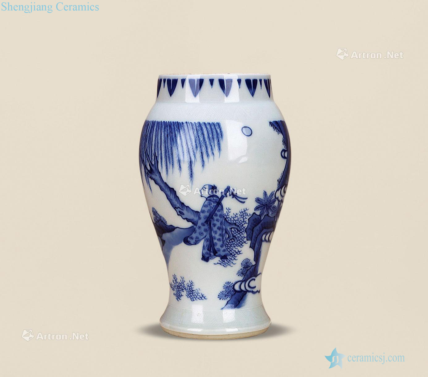 Ming chongzhen Stories of blue and white grain tank
