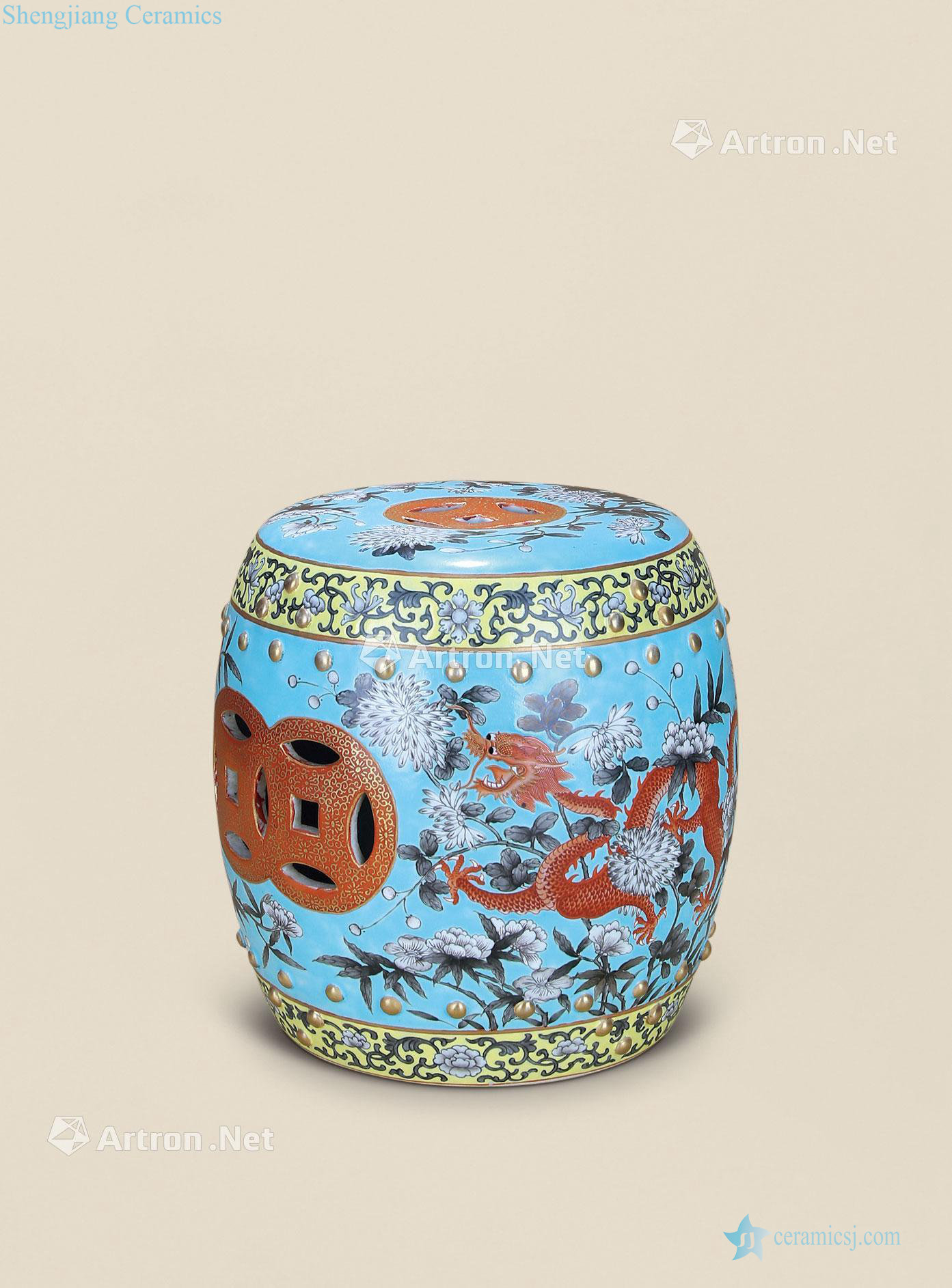 Qing dragon and wear a flower drum stool