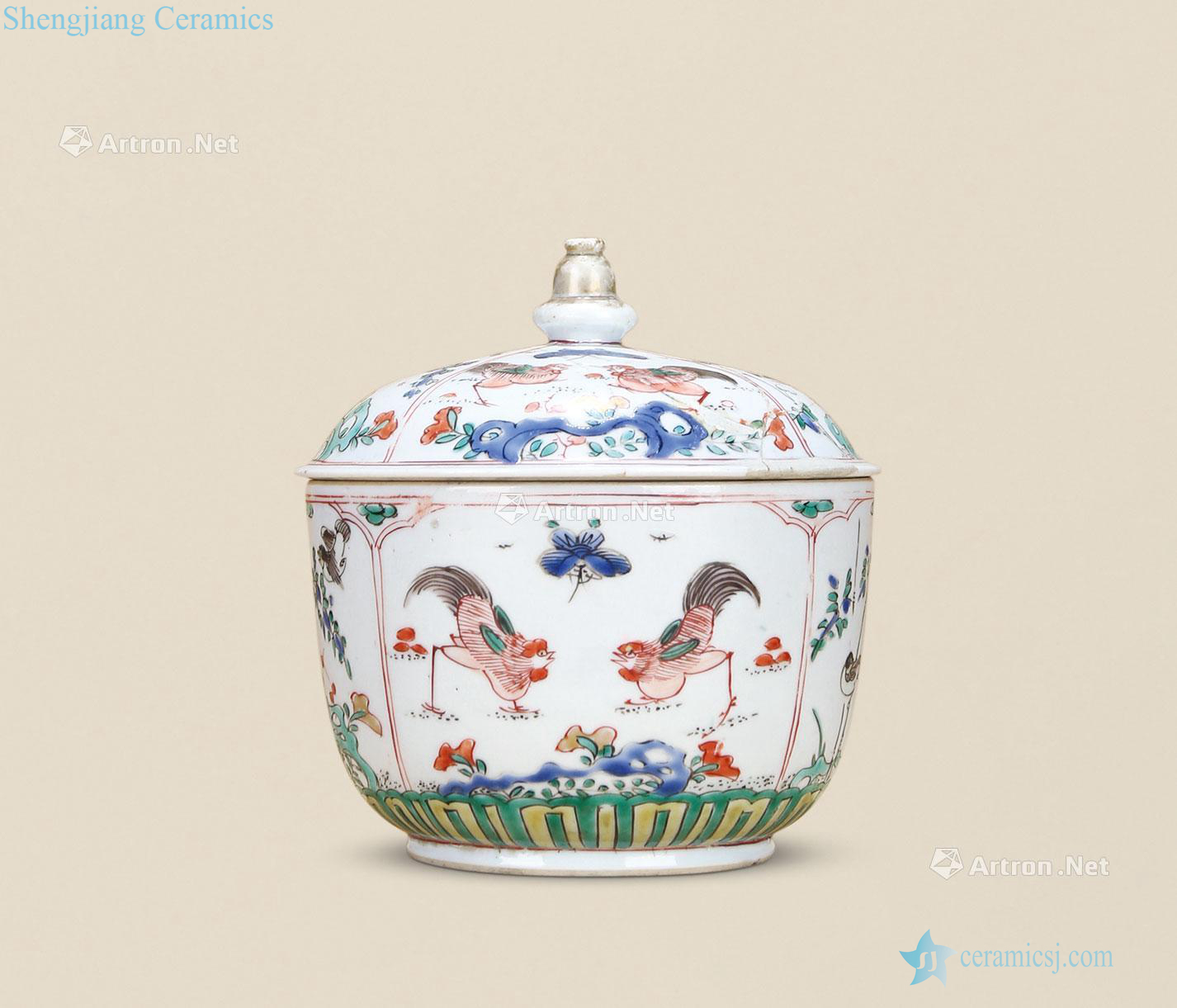Good luck in the qing emperor kangxi colorful motifs cover tank