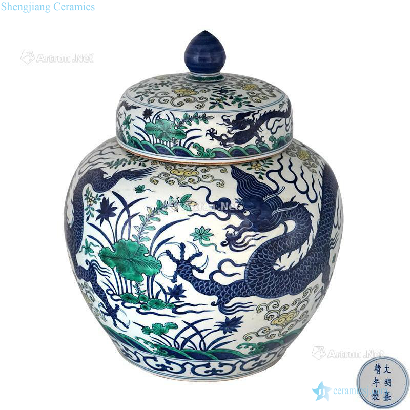 Ming jiajing Three dragon grain big pot