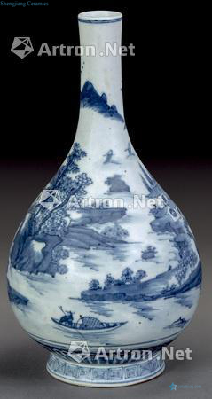 qing Blue and white landscape bottle diameter