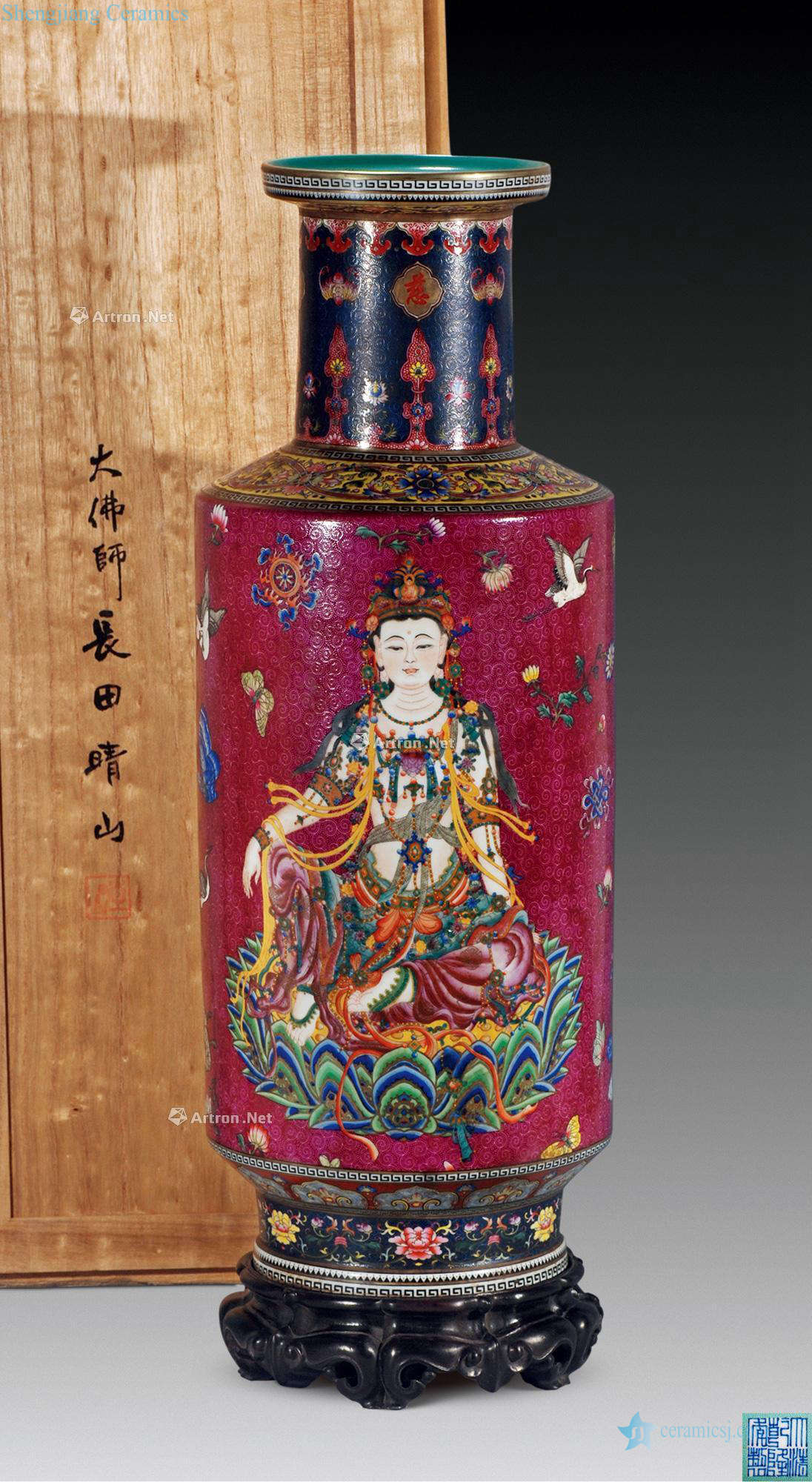 Mid qing pastel vast compassion goddess of mercy bottle