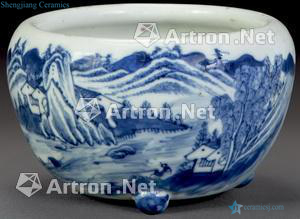 qing Blue and white landscape furnace