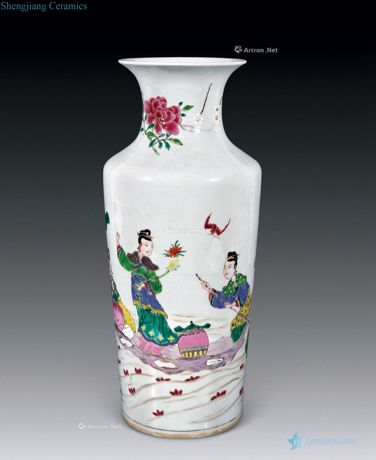Qing yongzheng pastel mago life of goddess of mercy bottle