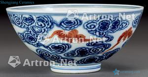 qing Blue and red bats bowl