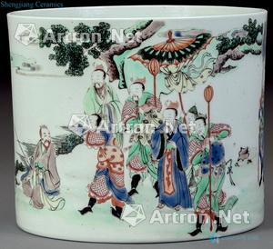 Qing brush pot colorful characters