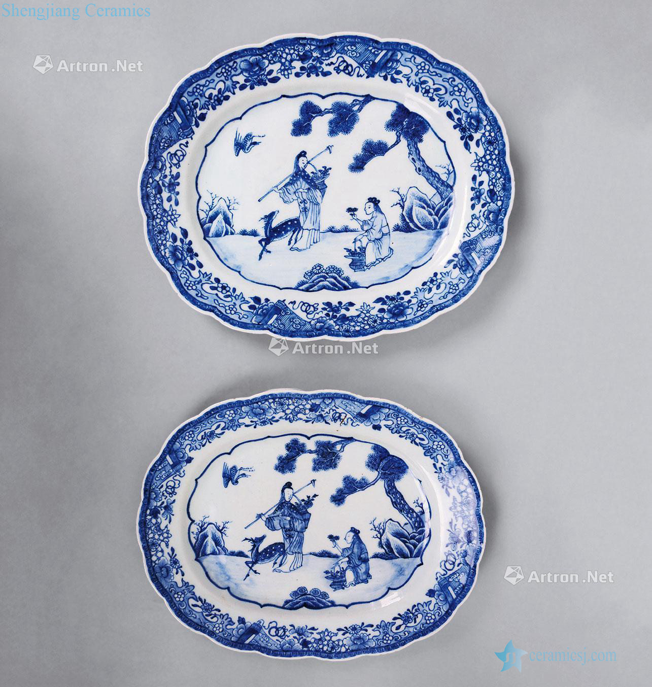 Qing qianlong stories of blue and white plate (a)