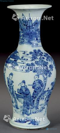 Stories of qing dynasty blue-and-white olive bottle