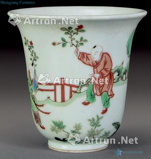 Qing cup colorful characters