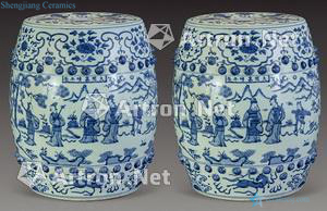 qing Blue and white characters embroidered pier (2)