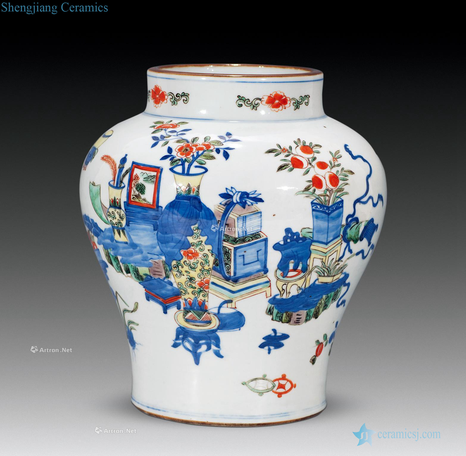 Qing shunzhi Blue and white color antique cans