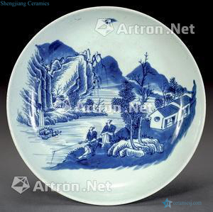 qing Blue and white landscape market