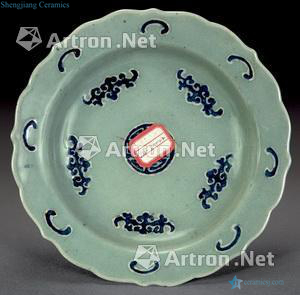 qing Pea green blue wufu life of flower mouth tray