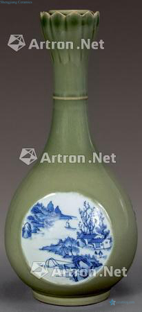 Qing qing glaze medallion blue mountain water bottles