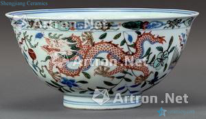 qing Blue and white color longfeng green-splashed bowls
