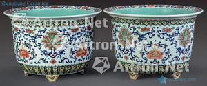 Qing bucket colors branch flowers grain flower pot (2)
