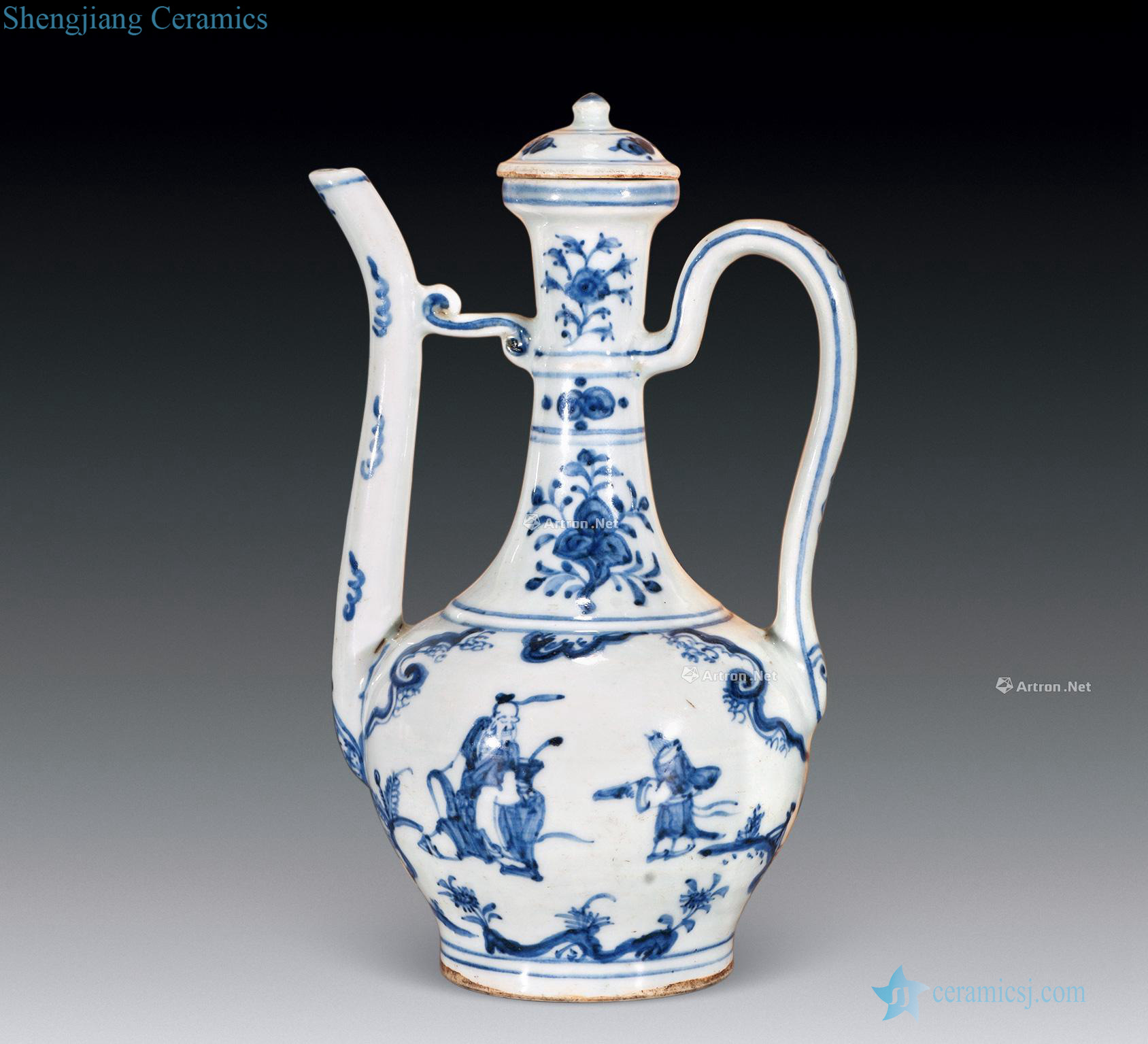 Blue and white with jean to visit xian Ming hongzhi ewer