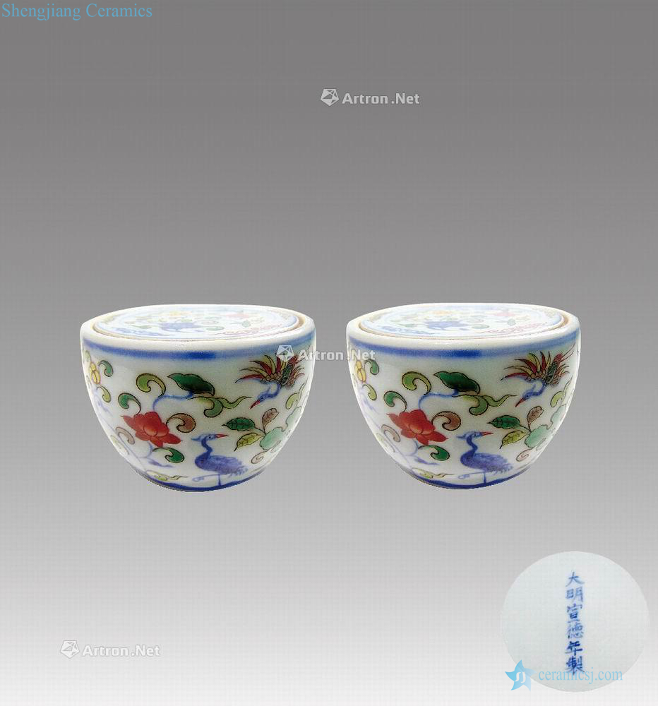 Ming xuande bucket color order of the phoenix and aquatic flowers lines cricket cans