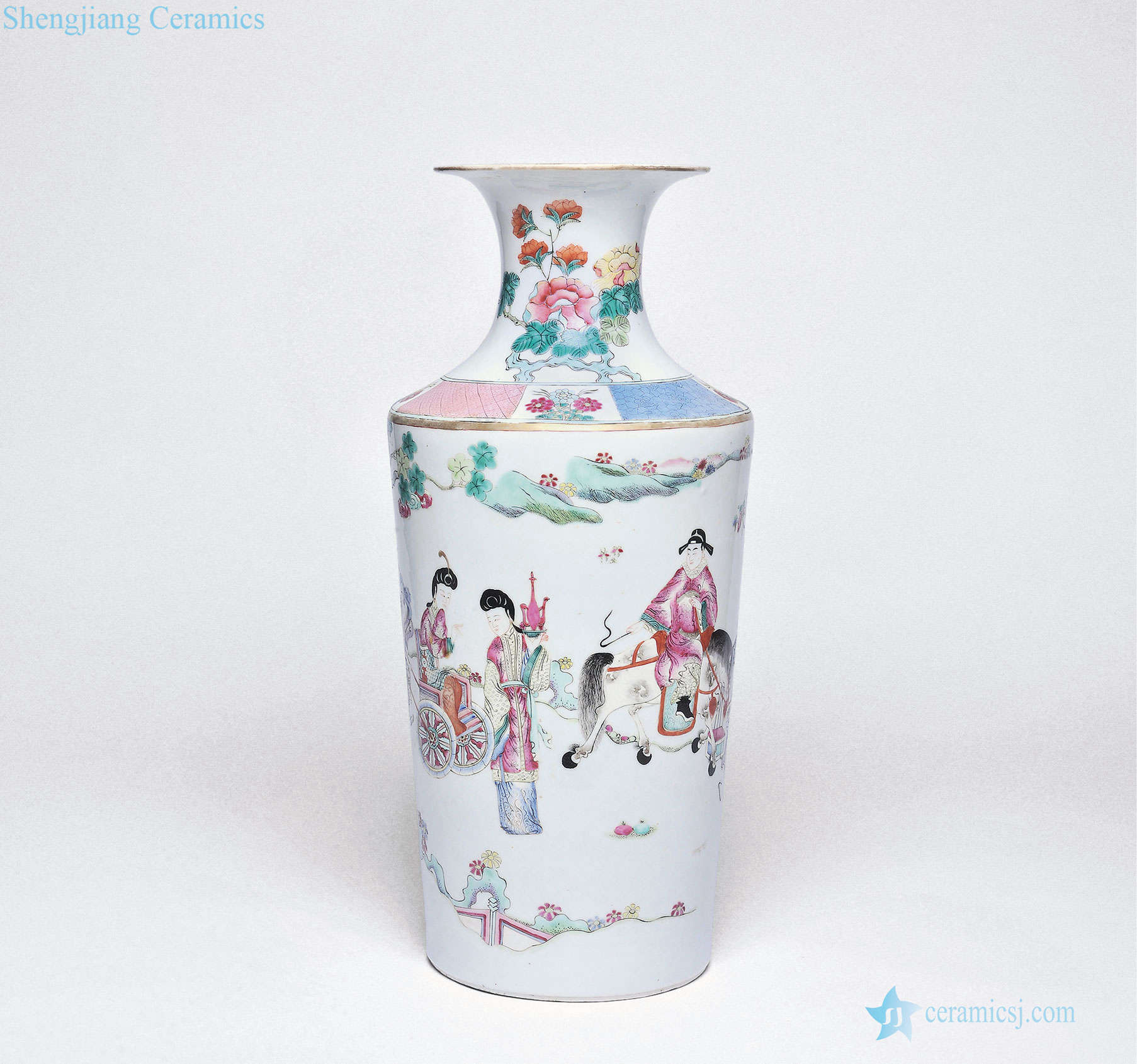 The late qing dynasty grain bottle pastel characters