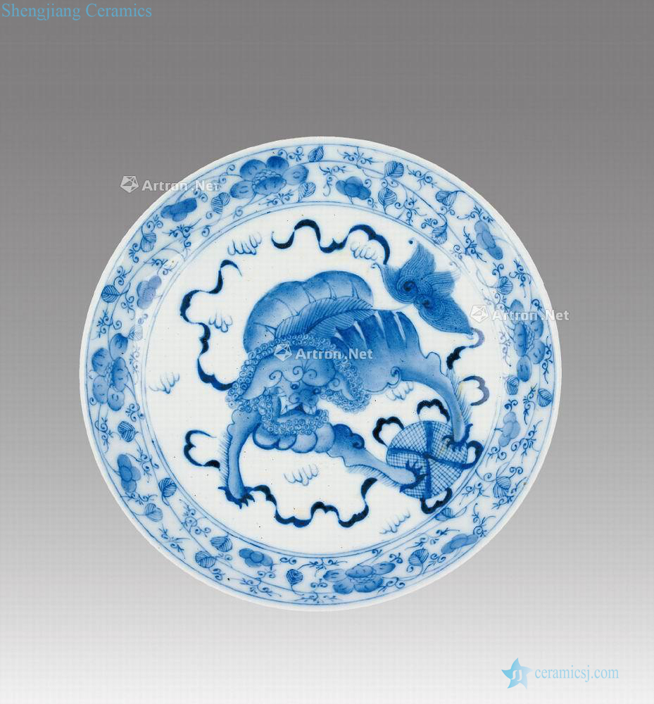 qing Blue and white kirin branch tray