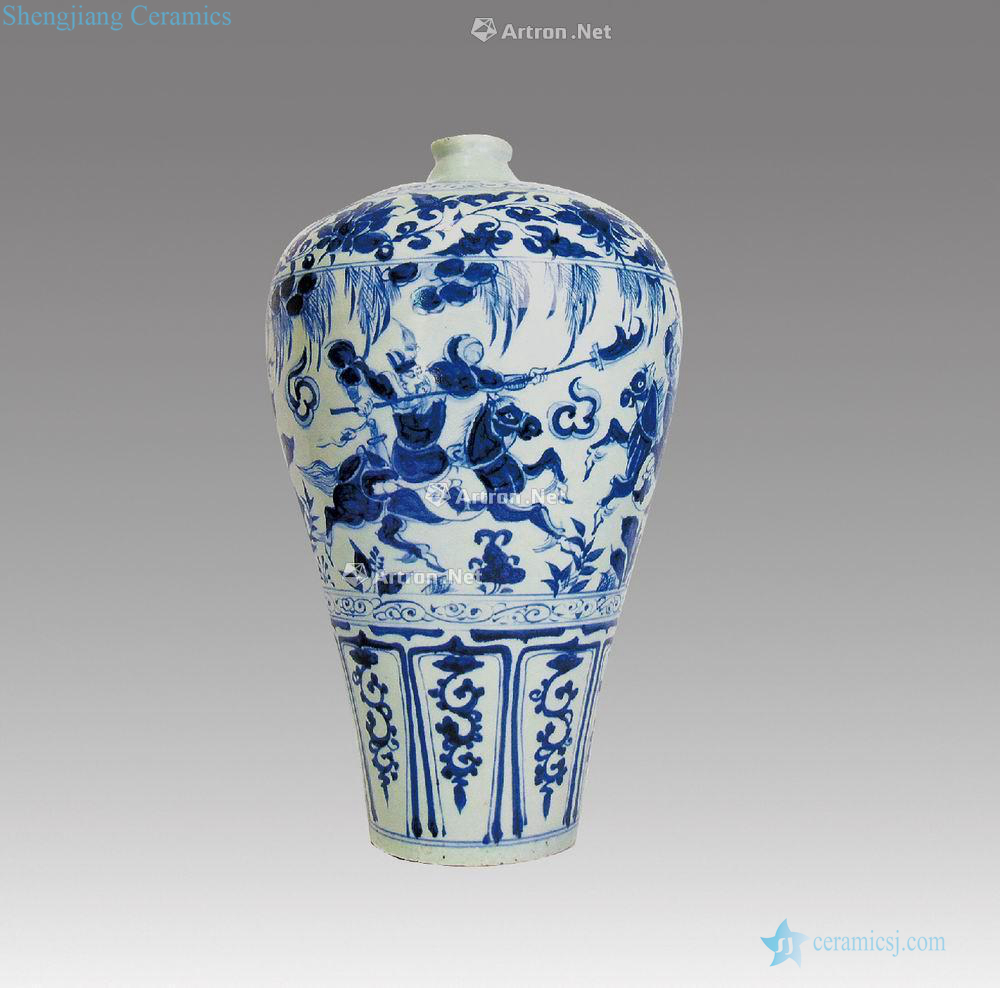 yuan Stories of blue and white plum bottle
