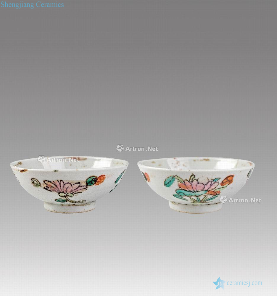 Pastel flowers green-splashed bowls in late qing dynasty