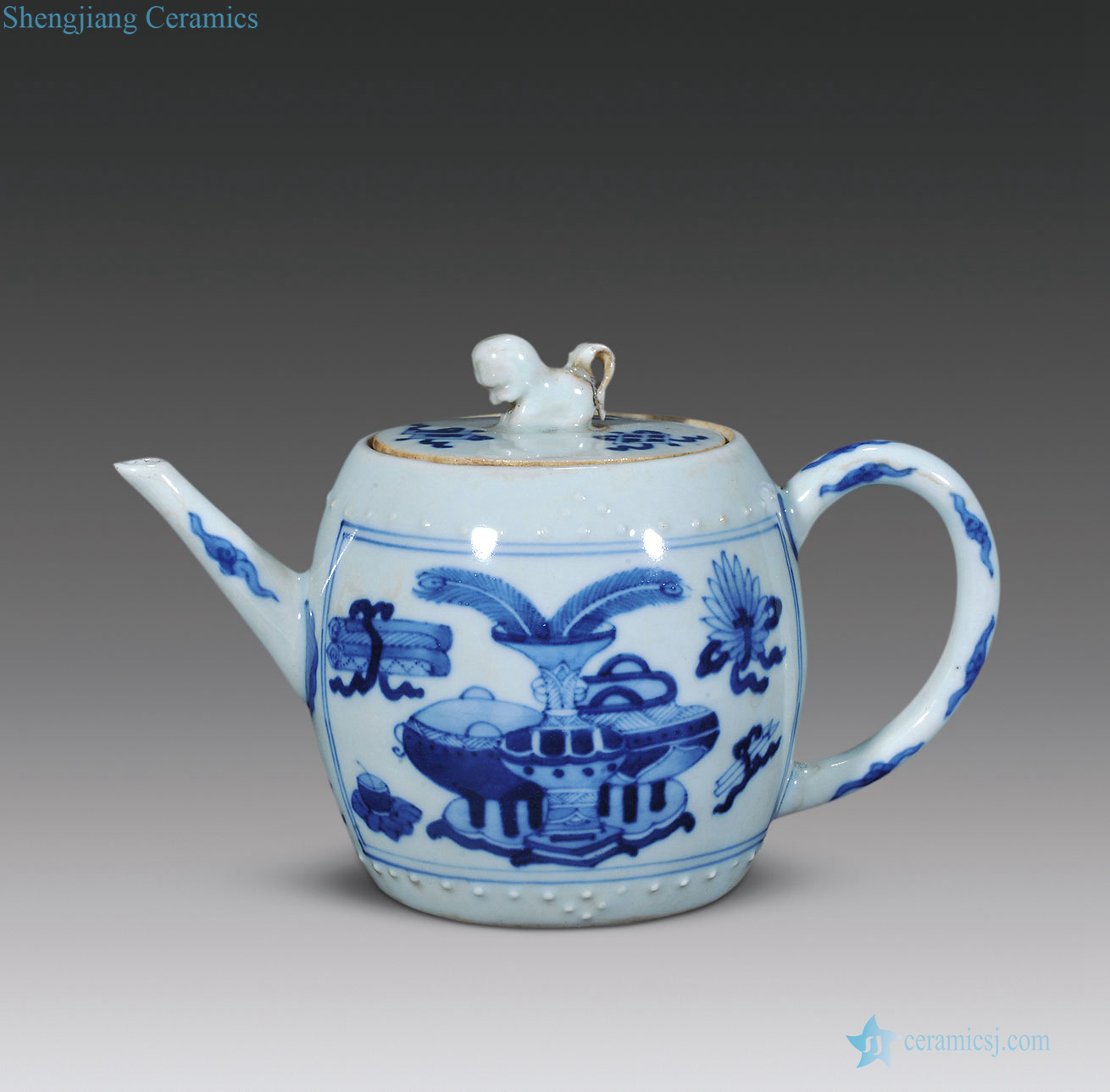 Qing porcelain medallion antique figure drum pot
