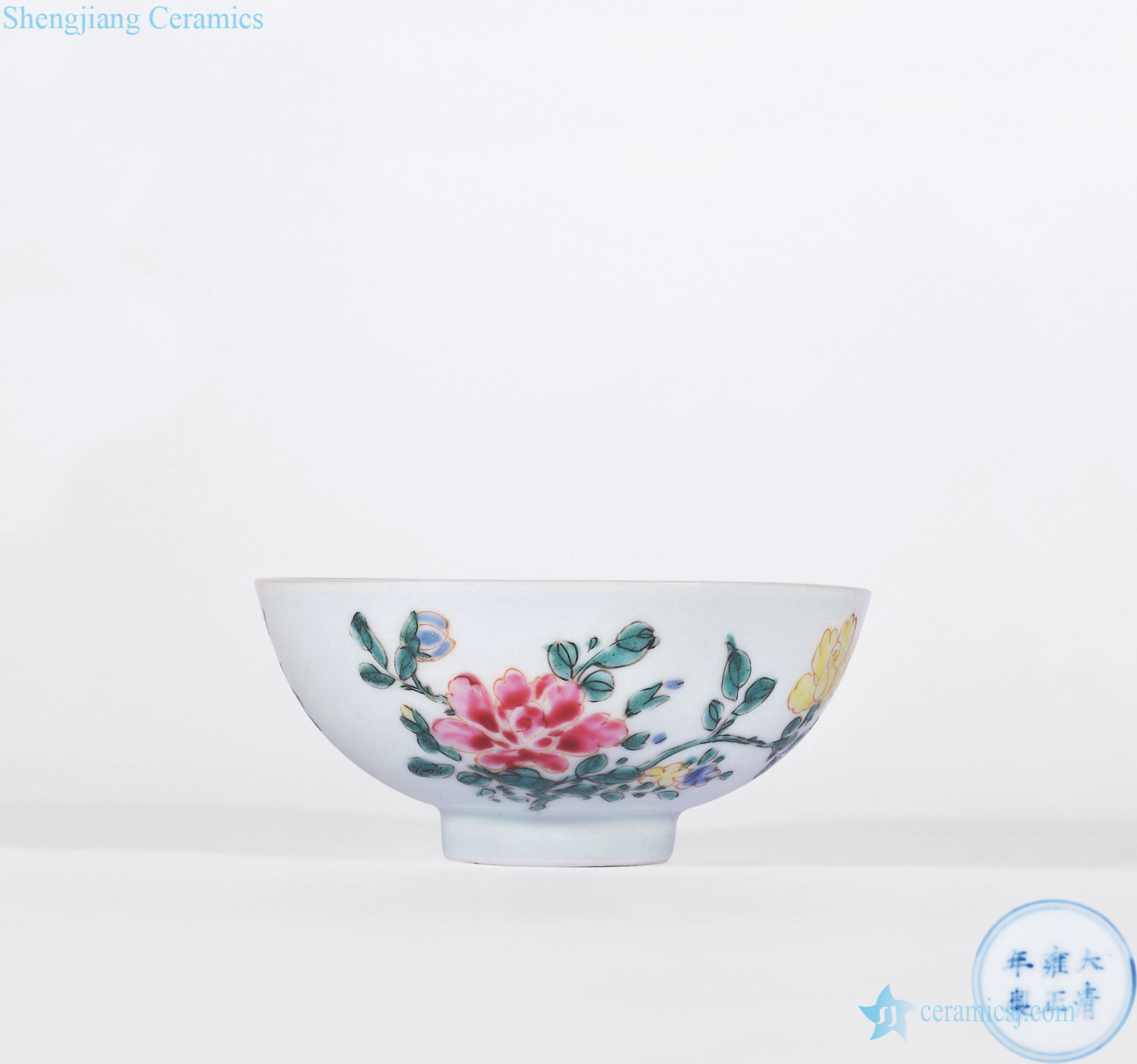 Qing yongzheng pastel peony grains small bowl