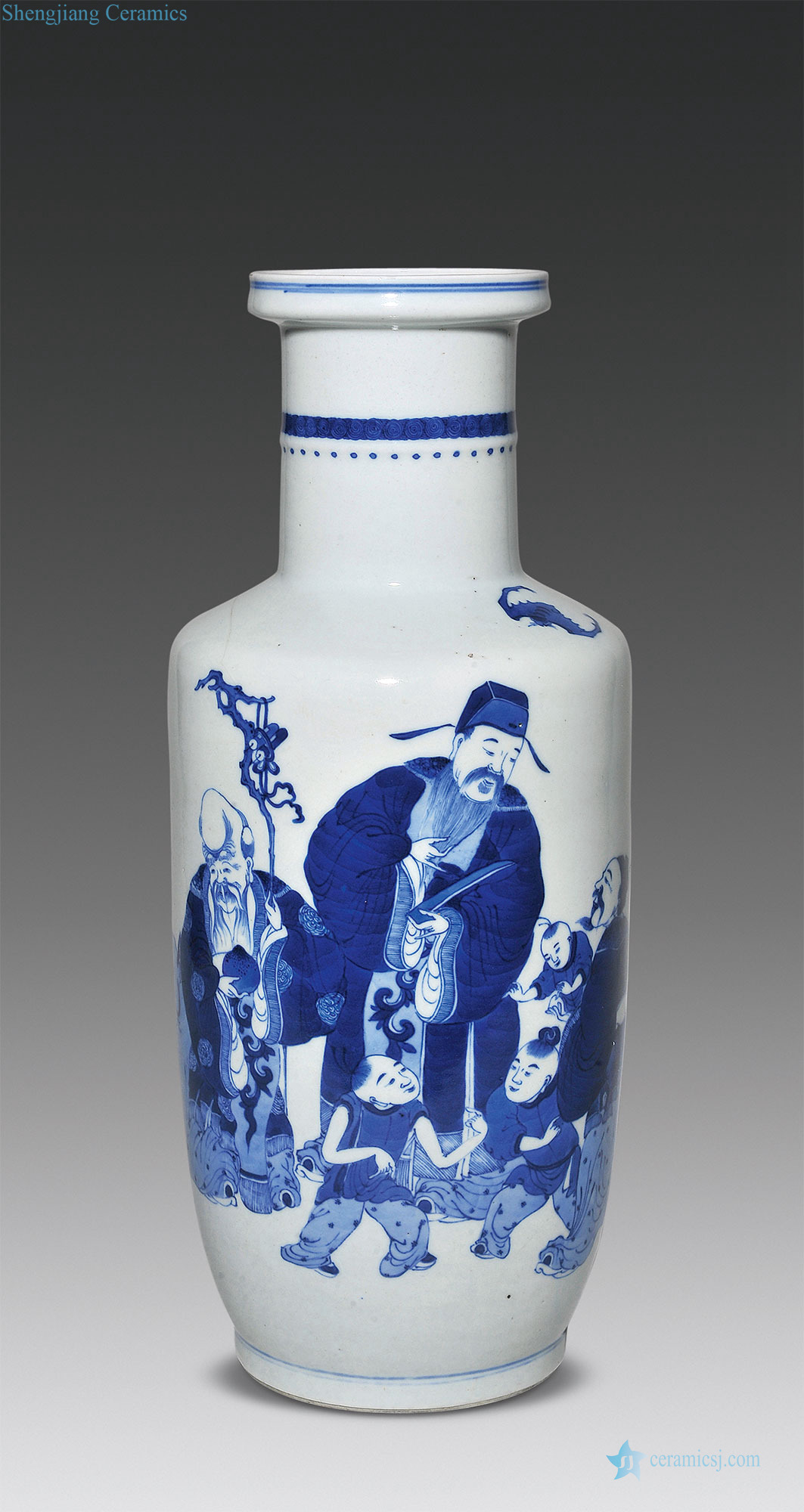 In late qing dynasty Blue and white were three map bottles