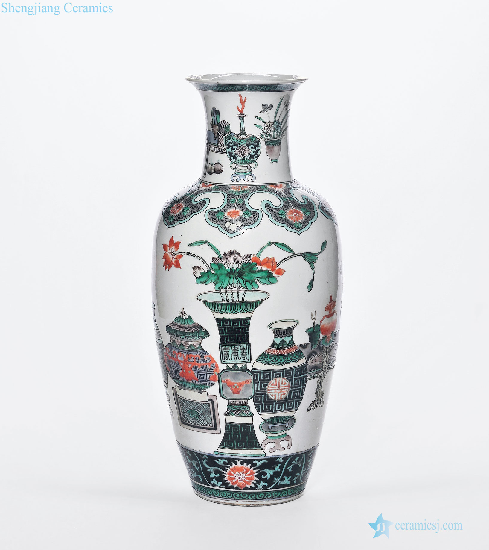 In late qing dynasty Colorful antique goddess of mercy bottle