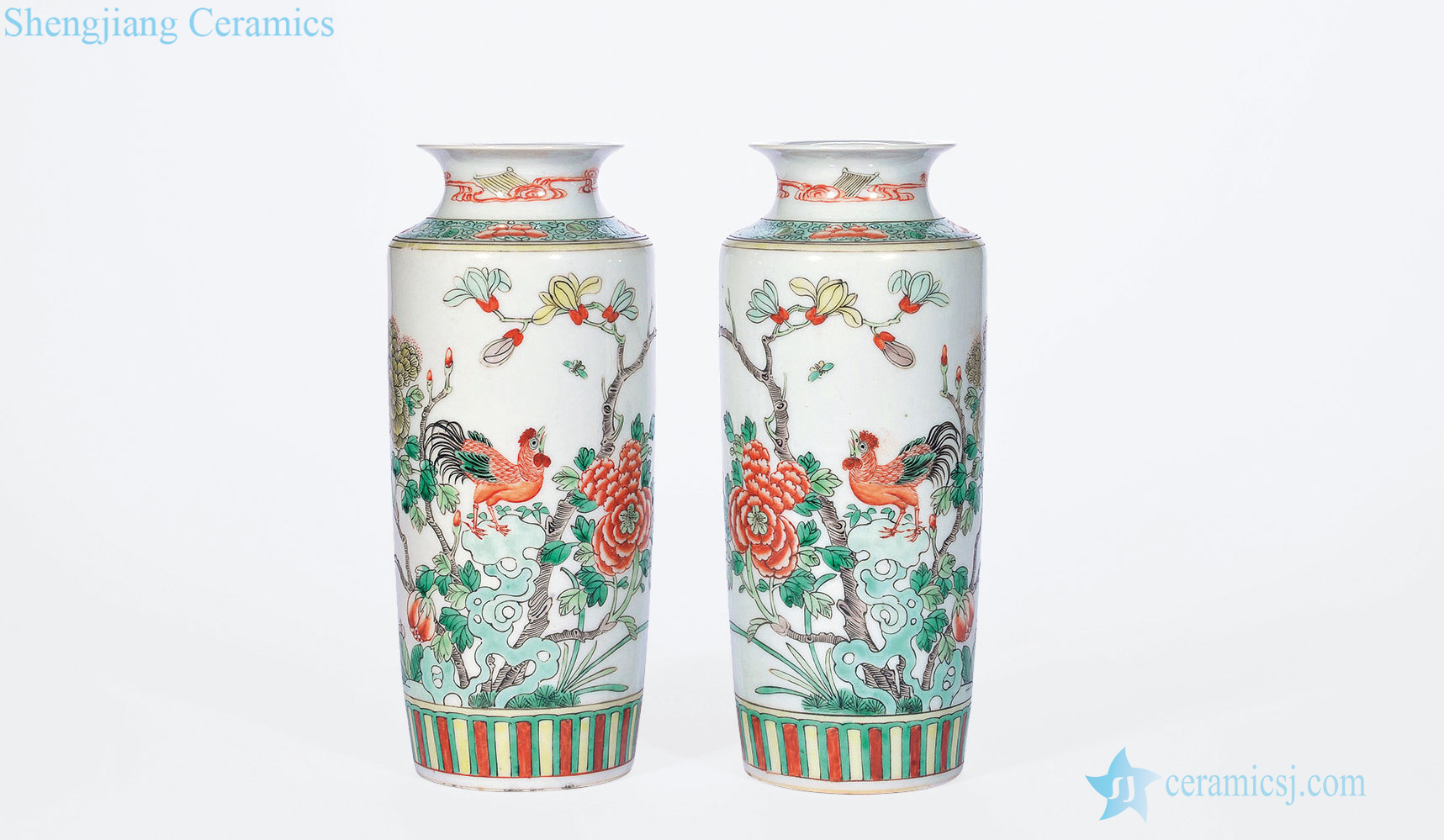 In late qing dynasty Colorful fine figure tube bottle (a)