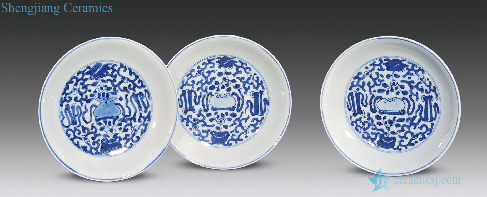 Qing yongzheng blue-and-white miscellaneous treasure tray (three)