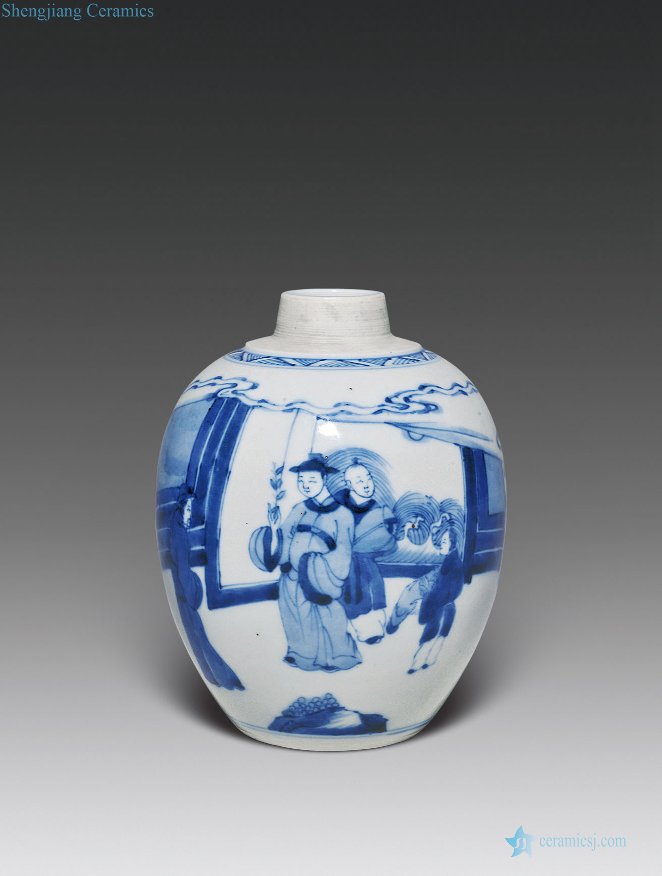 The qing emperor kangxi porcelain figure canister won